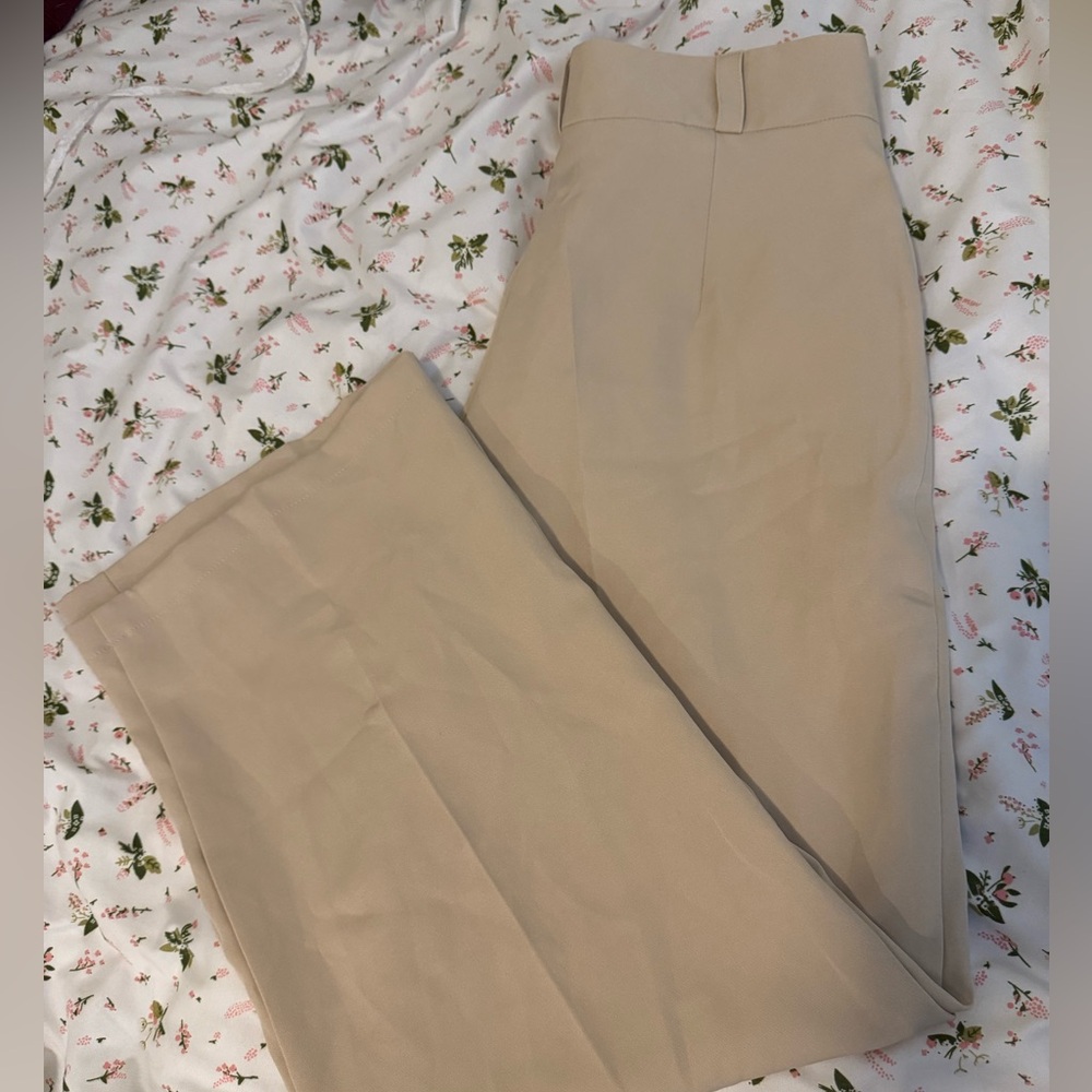 Beige Wide Leg Pants